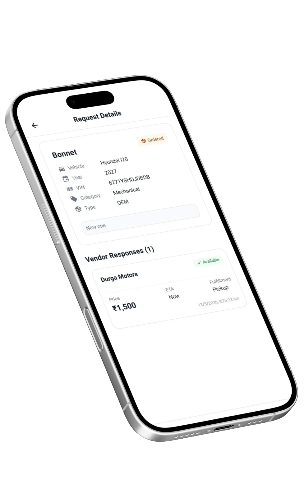 PartWeb vendor app mockup