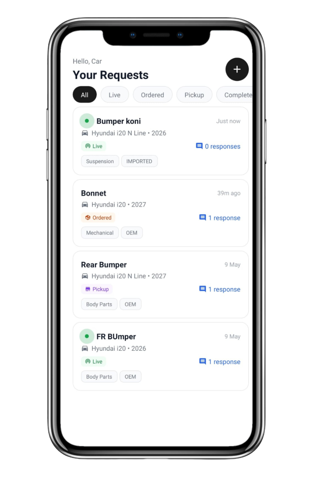 Your Requests screen