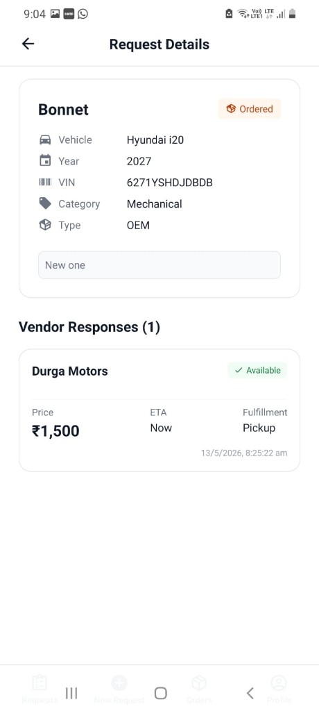 Request Details screen