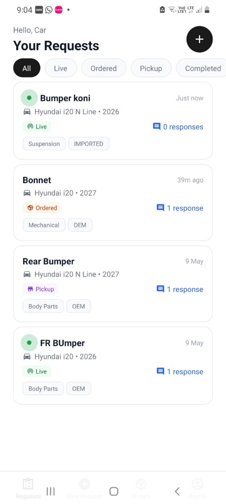 Workshop requests interface